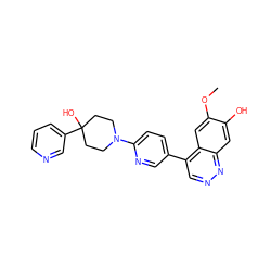 COc1cc2c(-c3ccc(N4CCC(O)(c5cccnc5)CC4)nc3)cnnc2cc1O ZINC000299863629