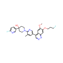 COc1cc2c(-c3cnc(N4CCC(O)(c5ccc(F)nc5)CC4)c(C)c3)cnnc2cc1OCCCF ZINC000299862393