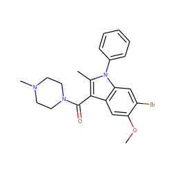 COc1cc2c(C(=O)N3CCN(C)CC3)c(C)n(-c3ccccc3)c2cc1Br ZINC000057234740