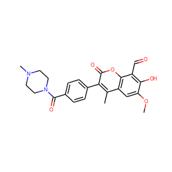 COc1cc2c(C)c(-c3ccc(C(=O)N4CCN(C)CC4)cc3)c(=O)oc2c(C=O)c1O ZINC000221070448