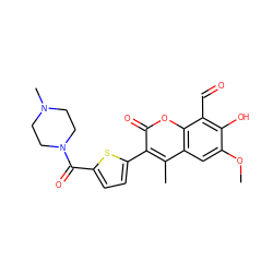 COc1cc2c(C)c(-c3ccc(C(=O)N4CCN(C)CC4)s3)c(=O)oc2c(C=O)c1O ZINC000220383595