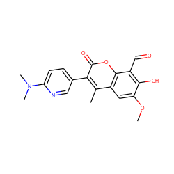 COc1cc2c(C)c(-c3ccc(N(C)C)nc3)c(=O)oc2c(C=O)c1O ZINC000221071368