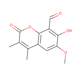 COc1cc2c(C)c(C)c(=O)oc2c(C=O)c1O ZINC000167473316