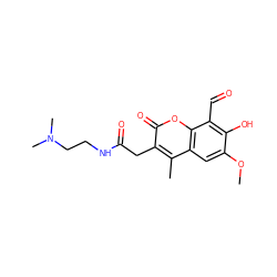 COc1cc2c(C)c(CC(=O)NCCN(C)C)c(=O)oc2c(C=O)c1O ZINC000167946719