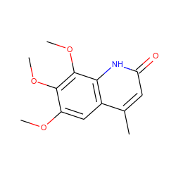 COc1cc2c(C)cc(=O)[nH]c2c(OC)c1OC ZINC000040859937