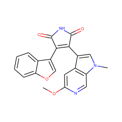 COc1cc2c(C3=C(c4coc5ccccc45)C(=O)NC3=O)cn(C)c2cn1 ZINC000096929149