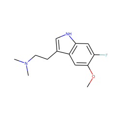 COc1cc2c(CCN(C)C)c[nH]c2cc1F ZINC000013835552