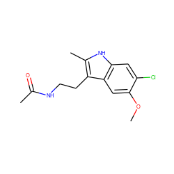 COc1cc2c(CCNC(C)=O)c(C)[nH]c2cc1Cl ZINC000038921958