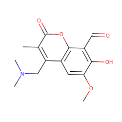 COc1cc2c(CN(C)C)c(C)c(=O)oc2c(C=O)c1O ZINC000220386770