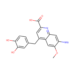 COc1cc2c(Cc3ccc(O)c(O)c3)cc(C(=O)O)nc2cc1N ZINC000013490181