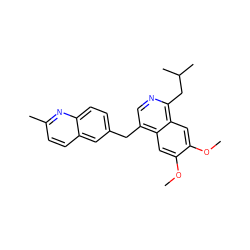 COc1cc2c(Cc3ccc4nc(C)ccc4c3)cnc(CC(C)C)c2cc1OC ZINC000205644347