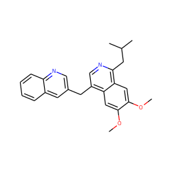 COc1cc2c(Cc3cnc4ccccc4c3)cnc(CC(C)C)c2cc1OC ZINC000145137120