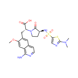 COc1cc2c(N)nccc2cc1C[C@H](C(=O)O)N1CC[C@H](NS(=O)(=O)c2cnc(N(C)C)s2)C1=O ZINC000142551936