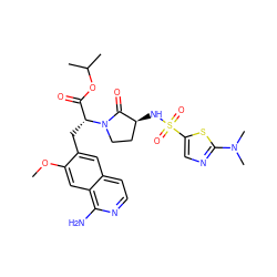 COc1cc2c(N)nccc2cc1C[C@H](C(=O)OC(C)C)N1CC[C@H](NS(=O)(=O)c2cnc(N(C)C)s2)C1=O ZINC000142595416