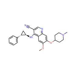 COc1cc2c(N[C@@H]3C[C@H]3c3ccccc3)c(C#N)cnc2cc1OC1CCN(C)CC1 ZINC000028952926