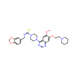 COc1cc2c(N3CCN(/C(S)=N\Cc4ccc5c(c4)OCO5)CC3)ncnc2cc1OCCN1CCCCC1 ZINC000003986740