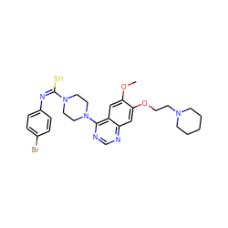 COc1cc2c(N3CCN(/C(S)=N\c4ccc(Br)cc4)CC3)ncnc2cc1OCCN1CCCCC1 ZINC000049933136