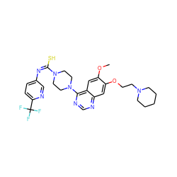 COc1cc2c(N3CCN(/C(S)=N\c4ccc(C(F)(F)F)nc4)CC3)ncnc2cc1OCCN1CCCCC1 ZINC000042202501