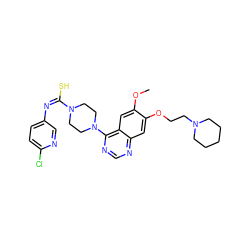 COc1cc2c(N3CCN(/C(S)=N\c4ccc(Cl)nc4)CC3)ncnc2cc1OCCN1CCCCC1 ZINC000100057609