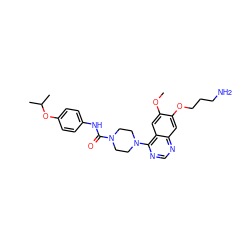 COc1cc2c(N3CCN(C(=O)Nc4ccc(OC(C)C)cc4)CC3)ncnc2cc1OCCCN ZINC000013475694