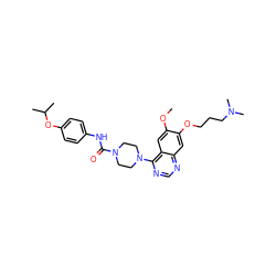 COc1cc2c(N3CCN(C(=O)Nc4ccc(OC(C)C)cc4)CC3)ncnc2cc1OCCCN(C)C ZINC000013475692