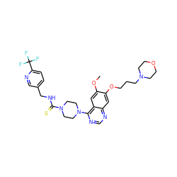 COc1cc2c(N3CCN(C(=S)NCc4ccc(C(F)(F)F)nc4)CC3)ncnc2cc1OCCCN1CCOCC1 ZINC000028383598