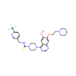 COc1cc2c(N3CCN(C(=S)NCc4ccc(C(F)(F)F)nc4)CC3)ncnc2cc1OCCN1CCCCC1 ZINC000028383246