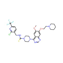 COc1cc2c(N3CCN(C(=S)NCc4ccc(C(F)(F)F)nc4Cl)CC3)ncnc2cc1OCCN1CCCCC1 ZINC000028387115