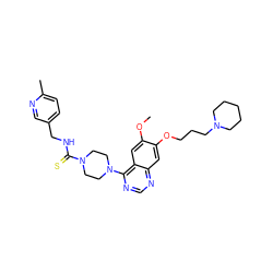 COc1cc2c(N3CCN(C(=S)NCc4ccc(C)nc4)CC3)ncnc2cc1OCCCN1CCCCC1 ZINC000028384180