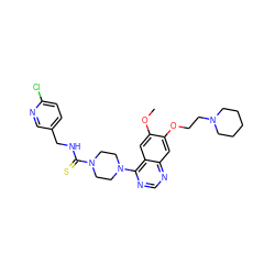 COc1cc2c(N3CCN(C(=S)NCc4ccc(Cl)nc4)CC3)ncnc2cc1OCCN1CCCCC1 ZINC000028387649