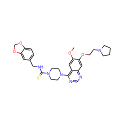 COc1cc2c(N3CCN(C(=S)NCc4ccc5c(c4)OCO5)CC3)ncnc2cc1OCCN1CCCC1 ZINC000028383025