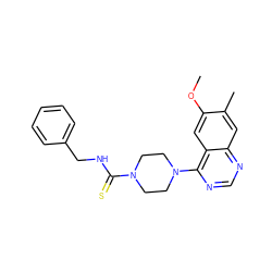 COc1cc2c(N3CCN(C(=S)NCc4ccccc4)CC3)ncnc2cc1C ZINC000013528750