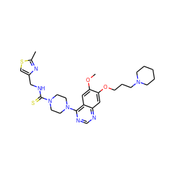 COc1cc2c(N3CCN(C(=S)NCc4csc(C)n4)CC3)ncnc2cc1OCCCN1CCCCC1 ZINC000028389488