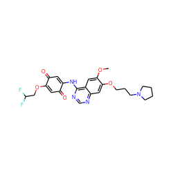 COc1cc2c(NC3=CC(=O)C(OCC(F)F)=CC3=O)ncnc2cc1OCCCN1CCCC1 ZINC000101131920