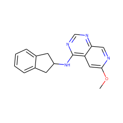 COc1cc2c(NC3Cc4ccccc4C3)ncnc2cn1 ZINC000040407377