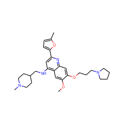 COc1cc2c(NCC3CCN(C)CC3)cc(-c3ccc(C)o3)nc2cc1OCCCN1CCCC1 ZINC001772587864