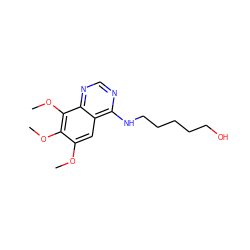 COc1cc2c(NCCCCCO)ncnc2c(OC)c1OC ZINC000001572003