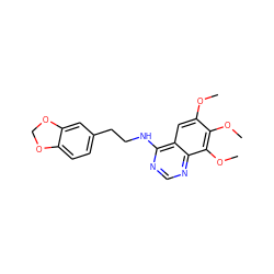 COc1cc2c(NCCc3ccc4c(c3)OCO4)ncnc2c(OC)c1OC ZINC000012360800