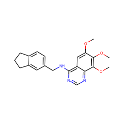 COc1cc2c(NCc3ccc4c(c3)CCC4)ncnc2c(OC)c1OC ZINC000013834089