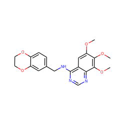 COc1cc2c(NCc3ccc4c(c3)OCCO4)ncnc2c(OC)c1OC ZINC000012360801