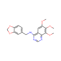 COc1cc2c(NCc3ccc4c(c3)OCO4)ncnc2c(OC)c1OC ZINC000001537820