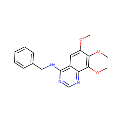 COc1cc2c(NCc3ccccc3)ncnc2c(OC)c1OC ZINC000013834079