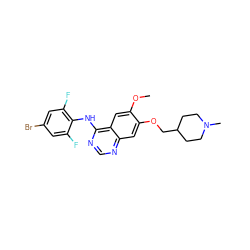 COc1cc2c(Nc3c(F)cc(Br)cc3F)ncnc2cc1OCC1CCN(C)CC1 ZINC000013472792