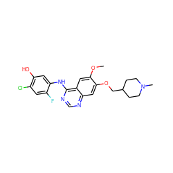 COc1cc2c(Nc3cc(O)c(Cl)cc3F)ncnc2cc1OCC1CCN(C)CC1 ZINC000013472789