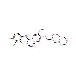 COc1cc2c(Nc3ccc(Br)c(Cl)c3Cl)ncnc2cc1OC[C@@H]1CN2CCOC[C@H]2CO1 ZINC000114821434