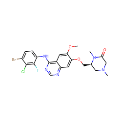 COc1cc2c(Nc3ccc(Br)c(Cl)c3F)ncnc2cc1OC[C@@H]1CN(C)CC(=O)N1C ZINC000115598822