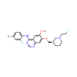 COc1cc2c(Nc3ccc(Br)cc3F)ncnc2cc1OC[C@@H]1CCCN(CCF)C1 ZINC000084722549