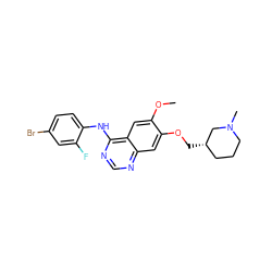 COc1cc2c(Nc3ccc(Br)cc3F)ncnc2cc1OC[C@H]1CCCN(C)C1 ZINC000013472800