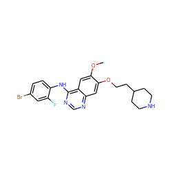 COc1cc2c(Nc3ccc(Br)cc3F)ncnc2cc1OCCC1CCNCC1 ZINC000013472798