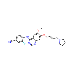 COc1cc2c(Nc3ccc(C#N)cc3F)ncnc2cc1OC/C=C/CN1CCCC1 ZINC000013472786